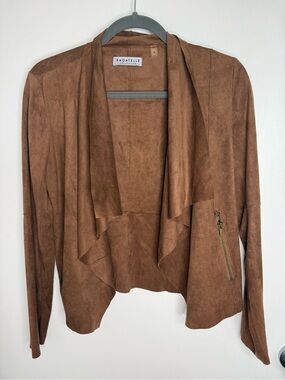 Bagatelle Women’s Brown Faux Suede Draped Jacket Small